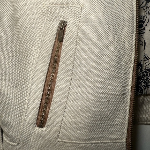 Original Penguin Woman’s Ivory Linen Cropped Motorcycle Style Jacket Small - Picture 7 of 8